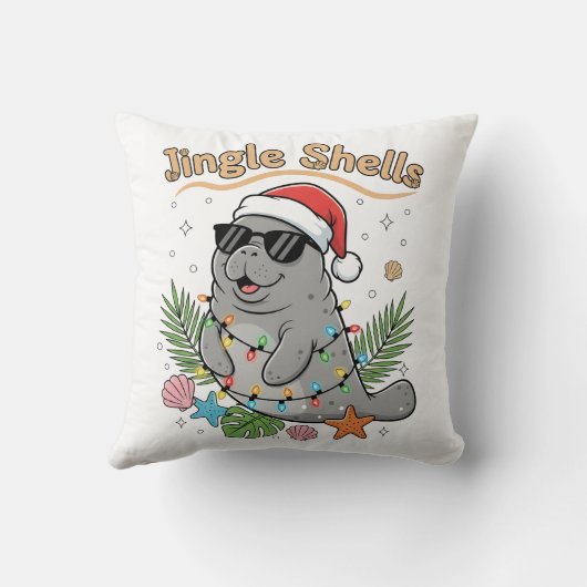 Jingle Shells Tropical Santa Manatee Christmas クッション (裏面)