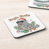Jingle Shells Tropical Santa Manatee Christmas コースター (左側)