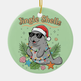 Jingle Shells Tropical Santa Manatee Christmas セラミックオーナメント