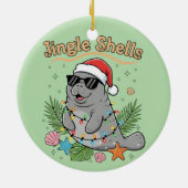 Jingle Shells Tropical Santa Manatee Christmas セラミックオーナメント (裏面)