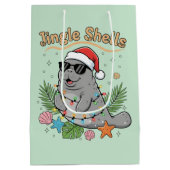 Jingle Shells Tropical Santa Manatee Christmas ミディアムペーパーバッグ (裏面)