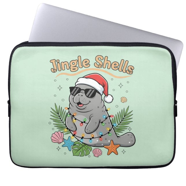 Jingle Shells Tropical Santa Manatee Christmas ラップトップスリーブ (正面)
