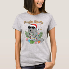 Jingle Shells Tropical Santa Manatee Christmas Tシャツ