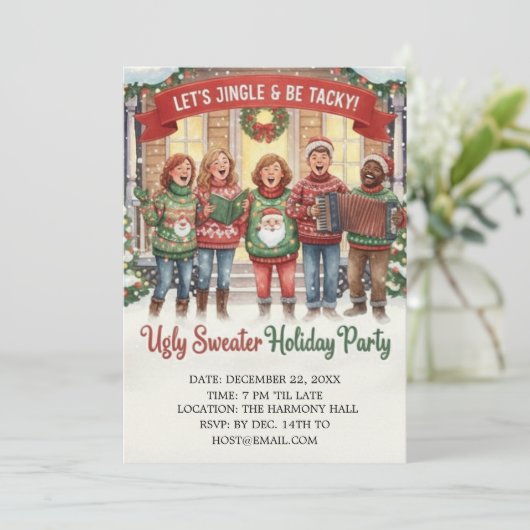 Jingle & Tacky Ugly Sweater Holiday Caroler  招待状 (スタンド正面)