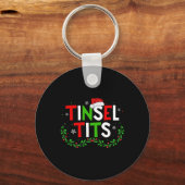 Jingle Tinsel一致する栗クリスマスカップル キーホルダー (正面)