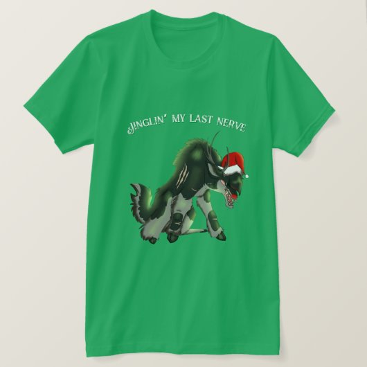 Jinglin' My Last Nerve Angry Reindeer Funny Horror Tシャツ (デザイン正面)