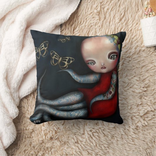 Jinxiのタコの入れ墨の女の子の枕 クッション (ブランケット)