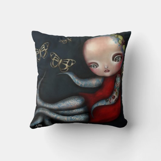 Jinxiのタコの入れ墨の女の子の枕 クッション (裏面)