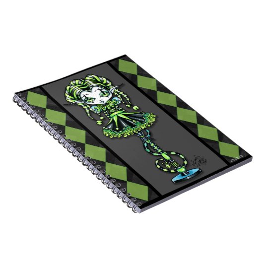 Jinxyの妖精の棒の緑のこっけい者の妖精のノート ノートブック (右側)