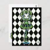 Jinxyの道化師の妖精の棒のこっけい者の妖精の郵便はがき ポストカード (正面/裏面)