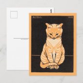 Jiting Cat - Julie de Graag - woodcut art ポストカード (正面/裏面)