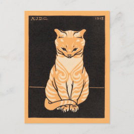 Jiting Cat - Julie de Graag - woodcut art ポストカード