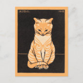 Jiting Cat - Julie de Graag - woodcut art ポストカード (正面)