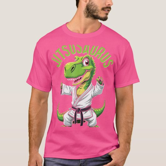 Jitsusaurus おもしろい Bjjブラジル柔術 Tシャツ (正面)