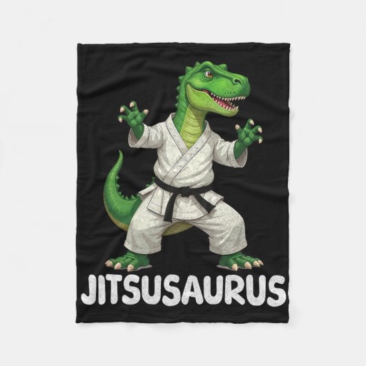 Jitsusaurus Dinosaur Karate Martial Arts Fun Enthu フリースブランケット (正面)