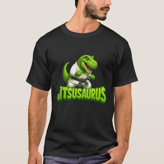Jitsusaurus Jiu Jitsu T-レックス恐竜ブラジルマール Tシャツ (正面)