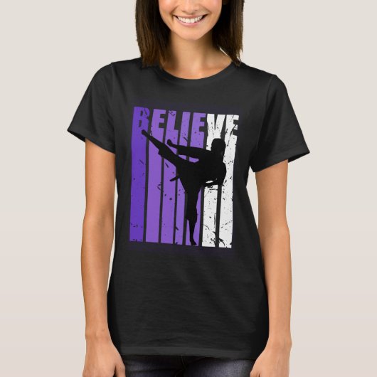 Jiu Jitsu Believe Silhouette White Belt Purple Tシャツ (正面)