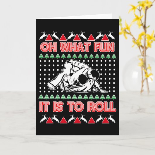 Jiu Jitsu Bjj Ugly Christmas Sweater Mma Funny Xma カード (黄色い花)