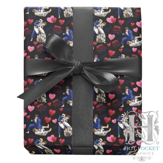 Jiu Jitsu BJJ Valentine Gift Wrapping Paper Black ラッピングペーパー