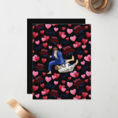 Jiu Jitsu BJJ Valentine’s Day Card in Black ノートカード (正面/裏面インサイチュ)