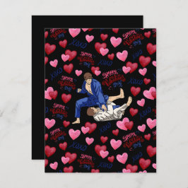 Jiu Jitsu BJJ Valentine’s Day Card in Black ノートカード