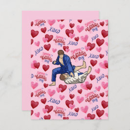 Jiu Jitsu BJJ Valentine’s Day Card in Pink ノートカード