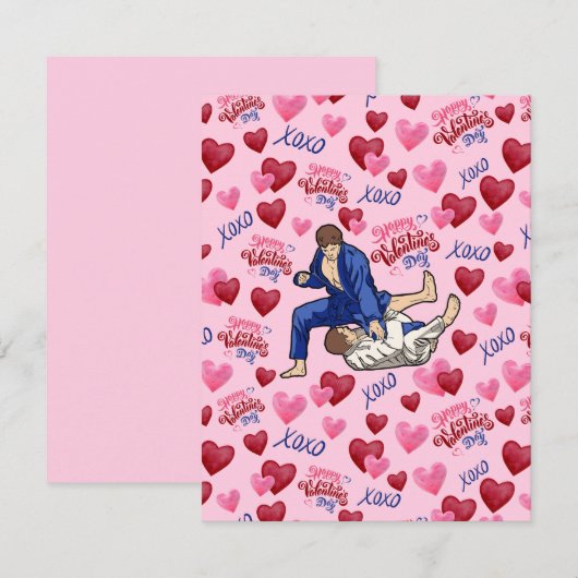 Jiu Jitsu BJJ Valentine’s Day Card in Pink ノートカード (正面/裏面)