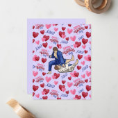 Jiu Jitsu BJJ Valentine’s Day Card in Purple ノートカード (正面/裏面インサイチュ)