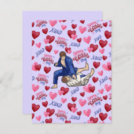 Jiu Jitsu BJJ Valentine’s Day Card in Purple ノートカード