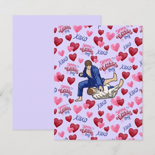Jiu Jitsu BJJ Valentine’s Day Card in Purple ノートカード (正面/裏面)