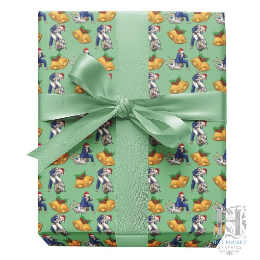 Jiu Jitsu Christmas Gift Wrapping Paper in Green ラッピングペーパー