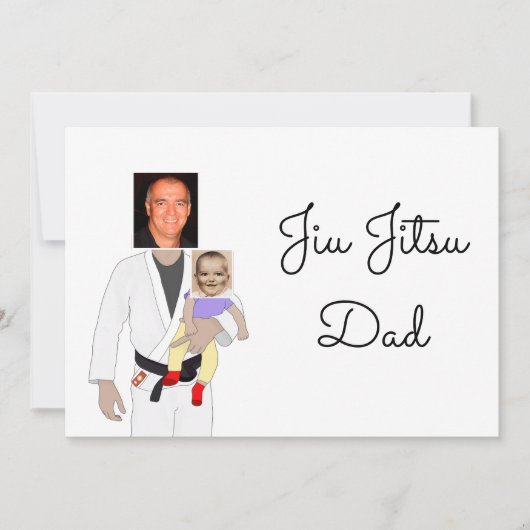 Jiu Jitsu Dad Custom Photos and Handwritten Text 招待状 (正面)