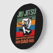 Jiu Jitsu Dad Man Legend martial arts Slogan retro ラージ壁時計 (傾斜)