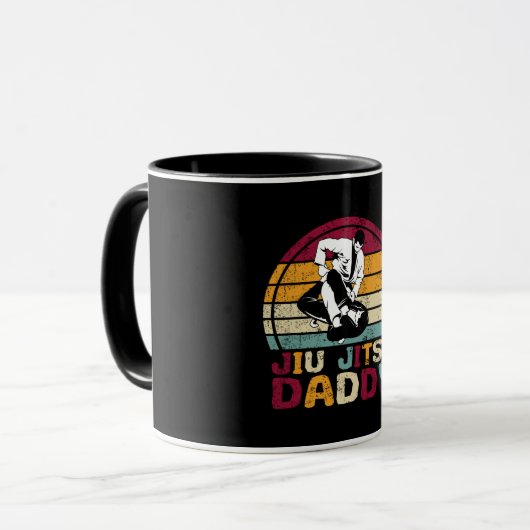 Jiu Jitsu Daddy Dad Martial Arts Retro マグカップ (正面左)