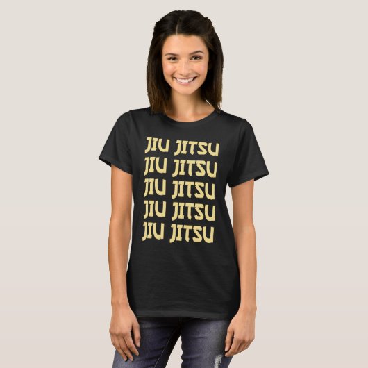 Jiu Jitsu Repeating Text MMA Muay Thai Boxing Figh Tシャツ (正面フル)