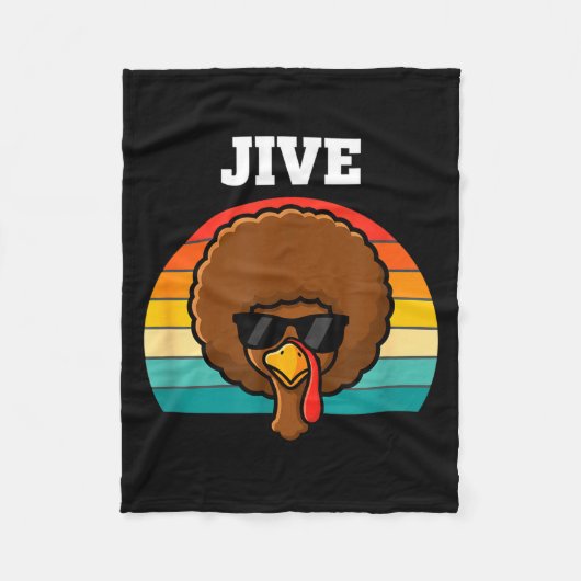 Jive Turkey Afro Retro 70s Thanksgiving Turkey Day フリースブランケット (正面)