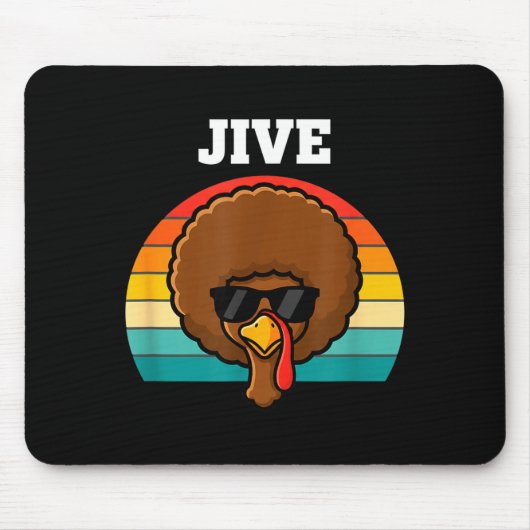 Jive Turkey Afro Retro 70s Thanksgiving Turkey Day マウスパッド (正面)
