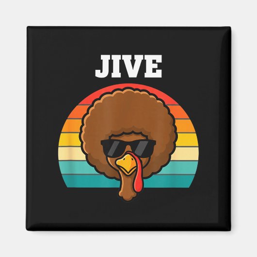 Jive Turkey Afro Retro 70s Thanksgiving Turkey Day マグネット (正面)