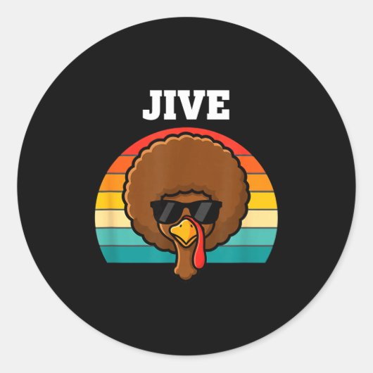 Jive Turkey Afro Retro 70s Thanksgiving Turkey Day ラウンドシール (正面)
