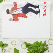 Jiversのクラシックな50年代のロックンロールの踊りの漫画 キッチンタオル (折り畳み)