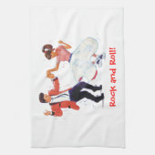 Jiversのクラシックな50年代のロックンロールの踊りの漫画 キッチンタオル (縦)