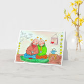 Jizoは友人が付いている茶を楽しみます カード (黄色い花)