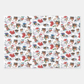 JJクリスマスパターン_クリスマス_ホワイト ラッピングペーパーシート (正面3)