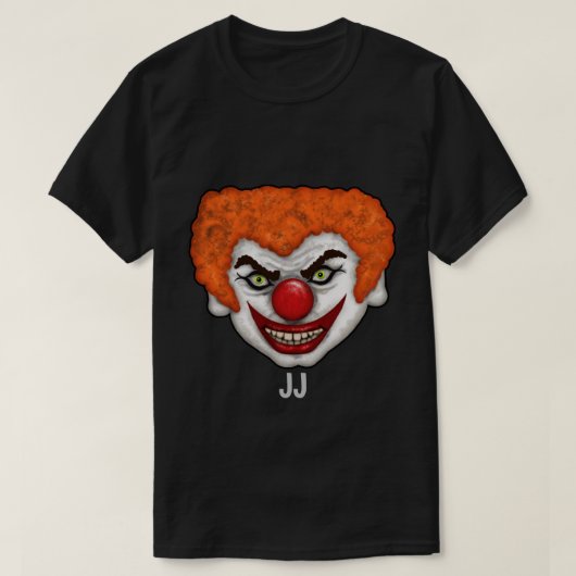 JJザ不気味な顔のピエロ |ハロウィーンおもしろい Tシャツ (デザイン正面)