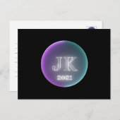 JK 2021紫のティール(緑がかった色)線はがき ポストカード (正面/裏面)