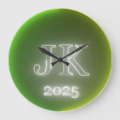 JK 2025 Green Yellow Wall Clock ラージ壁時計 (正面)