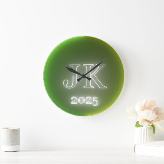 JK 2025 Green Yellow Wall Clock ラージ壁時計 (ホーム)