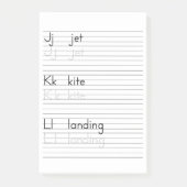 JKLの執筆練習のアルファベットのワークシートのメモ帳 ポストイット (正面)