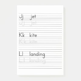 JKLの執筆練習のアルファベットのワークシートのメモ帳 ポストイット