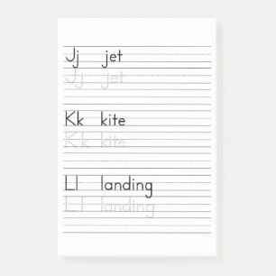 JKLの執筆練習のアルファベットのワークシートのメモ帳 ポストイット